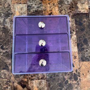 Purple Acrylic 3 Drawer Cosmetic Jewelry Organizer Vanity Storage Case